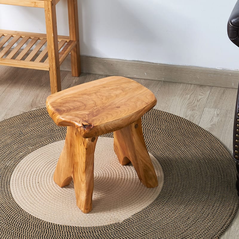 Greenage Cedar Roots Wood Bench - 10"x13.5"x12.2"H