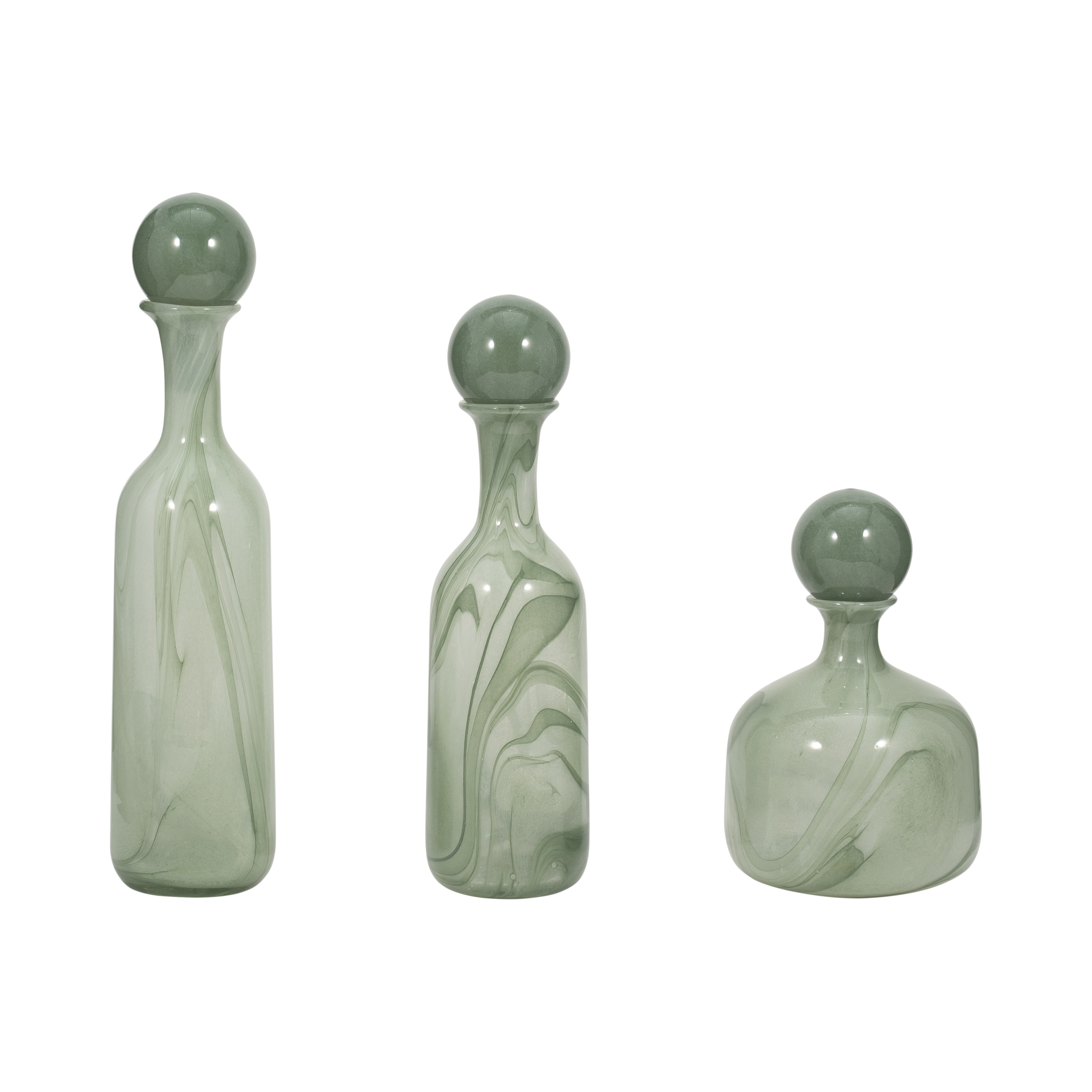 Sagebrook Home Modern Glass Vases with Artistic Swirl Design, Elegant Decorative Accent Set of 3
