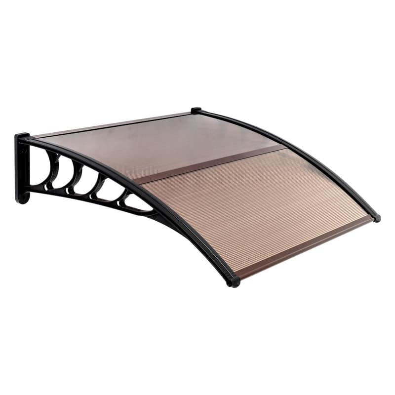 Window Awning Door Canopy, 40" x 35.4" Outdoor Front Door Patio Canopy Brown and Black Bracket - Brown