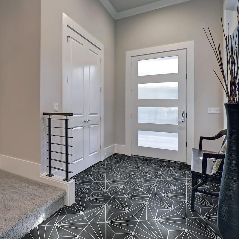 Merola Tile Aster Hex Nero 8-5/8" x 9-7/8" Porcelain Floor and Wall Tile - Black - Case (25 Tiles)