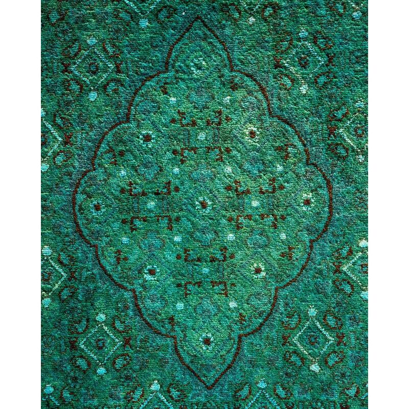 Overton Hand Knotted Wool Vintage Inspired Modern Contemporary Overdyed Blue Area Rug - 4' 1" x 6' 9"