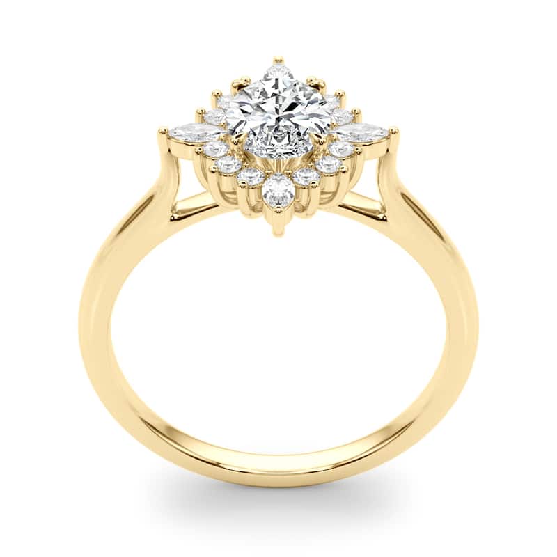 Auriya 14k Yellow Gold Lab Grown Oval Diamond Halo Engagement Ring 0.50 to 5.00 ct. tw. (F-G VS)