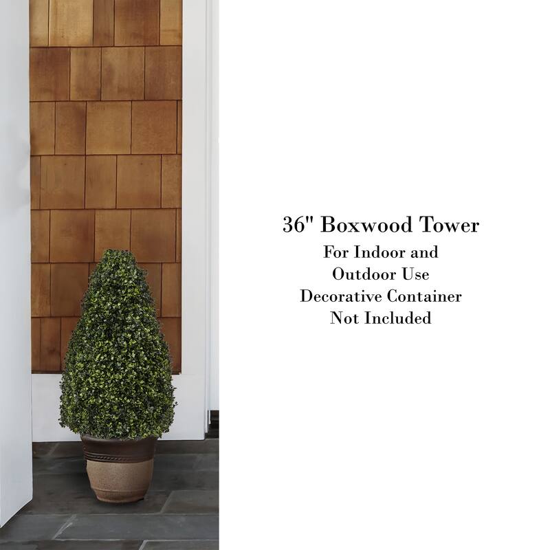 Artificial Boxwood Topiary 36-Inch Faux Plant in Sturdy Pot
