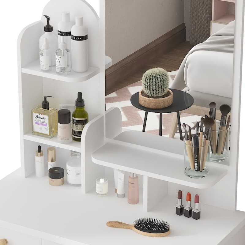 31.5" Wide Makeup Vanity With Stool and Mirror - 31.5"W