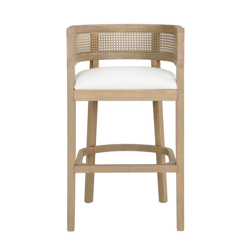 Christopher Knight Home-Glovers Wood And Rattan Upholstered Bar Stools Set of 2