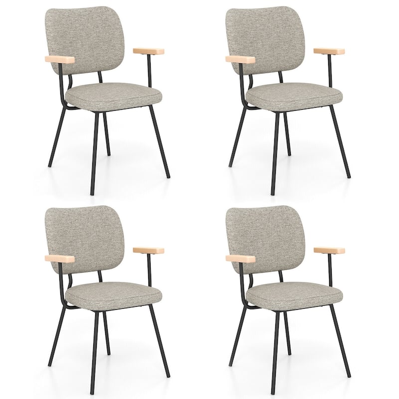 Gymax Set of 4 Fabric Kitchen Dining Chair Armchair Padded Modern