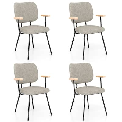Gymax Set of 4 Fabric Kitchen Dining Chair Armchair Padded Modern