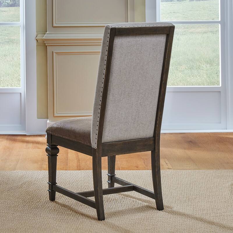 Paradise Valley Saddle Brown Trestle Table Set