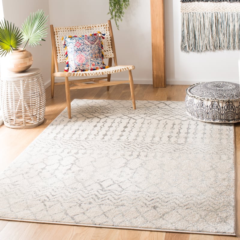 SAFAVIEH Tulum Metta Moroccan Boho Tribal Rug - 12' x 18' - Ivory/Grey