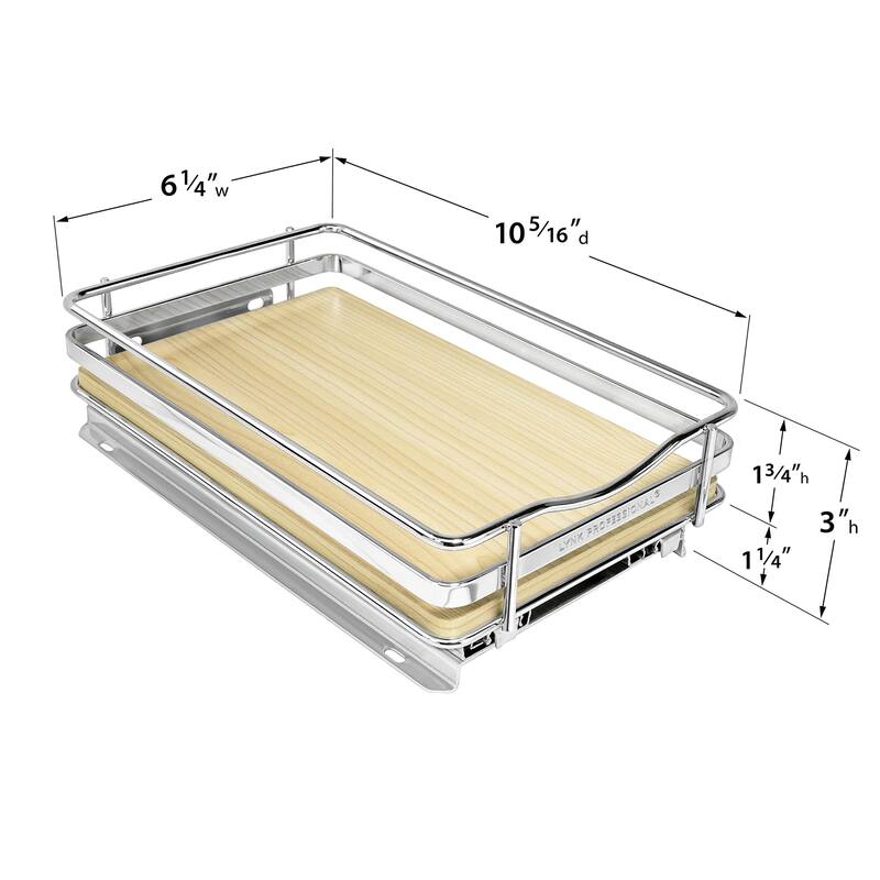 ® Élite™ Pull Out Spice Rack Organizer for Cabinet 6-1/4 inch Wide Slide Out Rack Wood and Chrome Sliding Spice Organizer Shelf