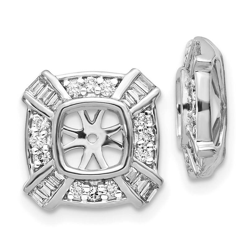 Curata 14k White Gold Diamond Earrings Jacket - 12x12mm Wide