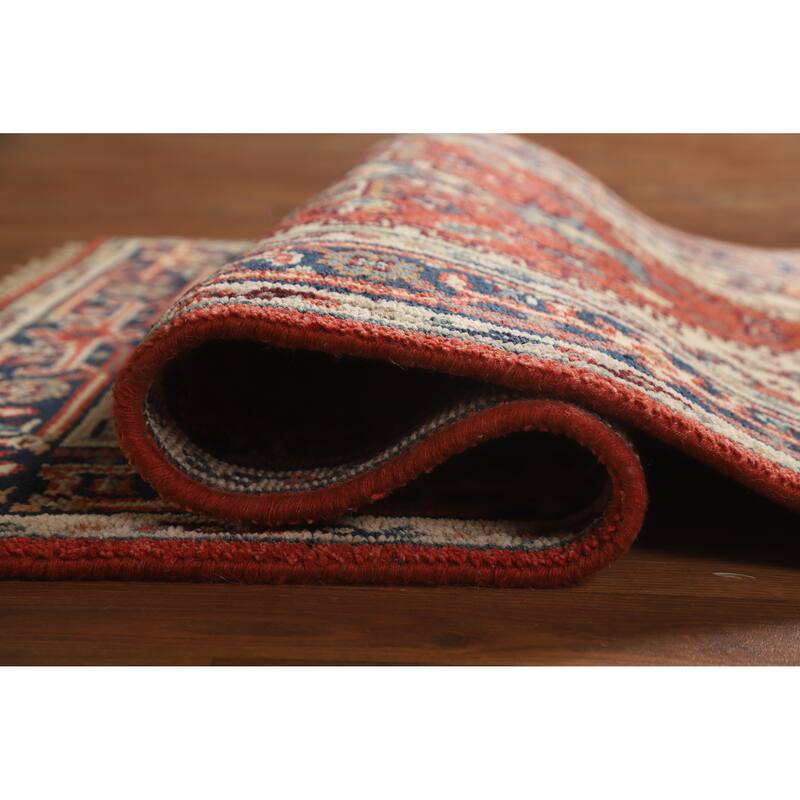 Hand Knotted Oriental 100% Wool Carpet Traditional Medallion Oranges & Rust Heriz (serapi) Area Rug - 5' 1'' X 3' 0''