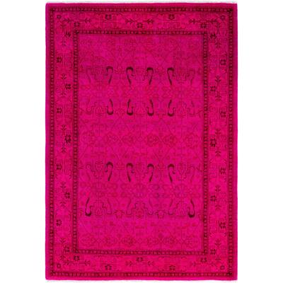 Overdyed One-of-a-Kind Hand-Knotted Area Rug - Pink - 4' 3" x 6' 1"