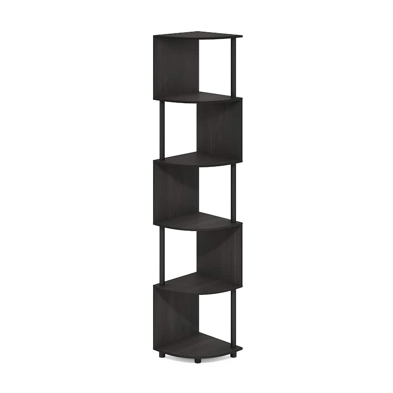 71.26 in. Tall Espresso/Black Wood 5-Shelf Bookcase