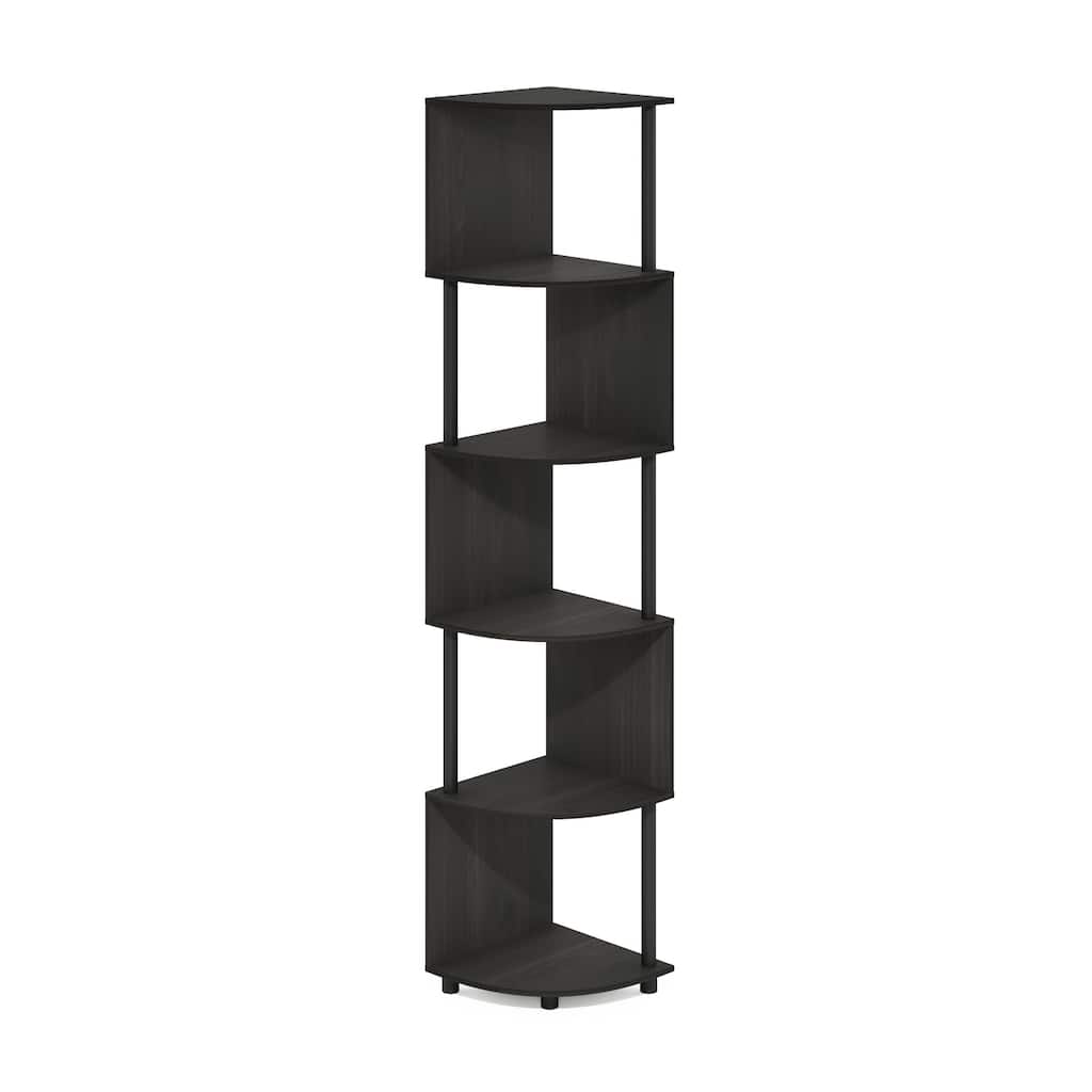 71.26 in. Tall Espresso/Black Wood 5-Shelf Bookcase