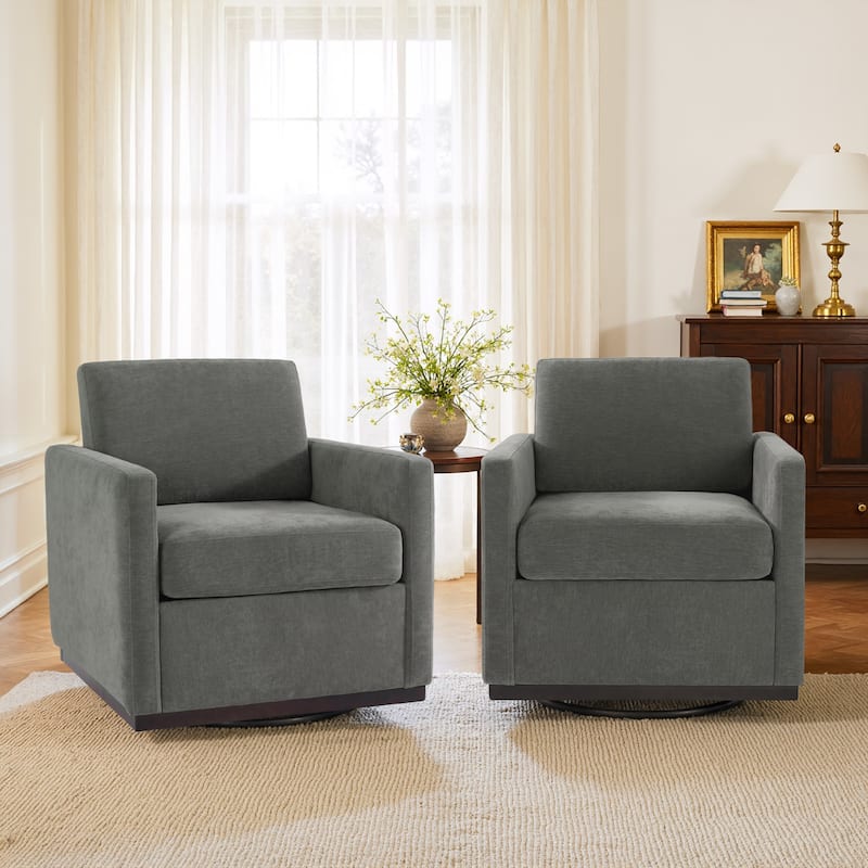 Modern Upholstered Swivel Accent Arm Chair Set of 2