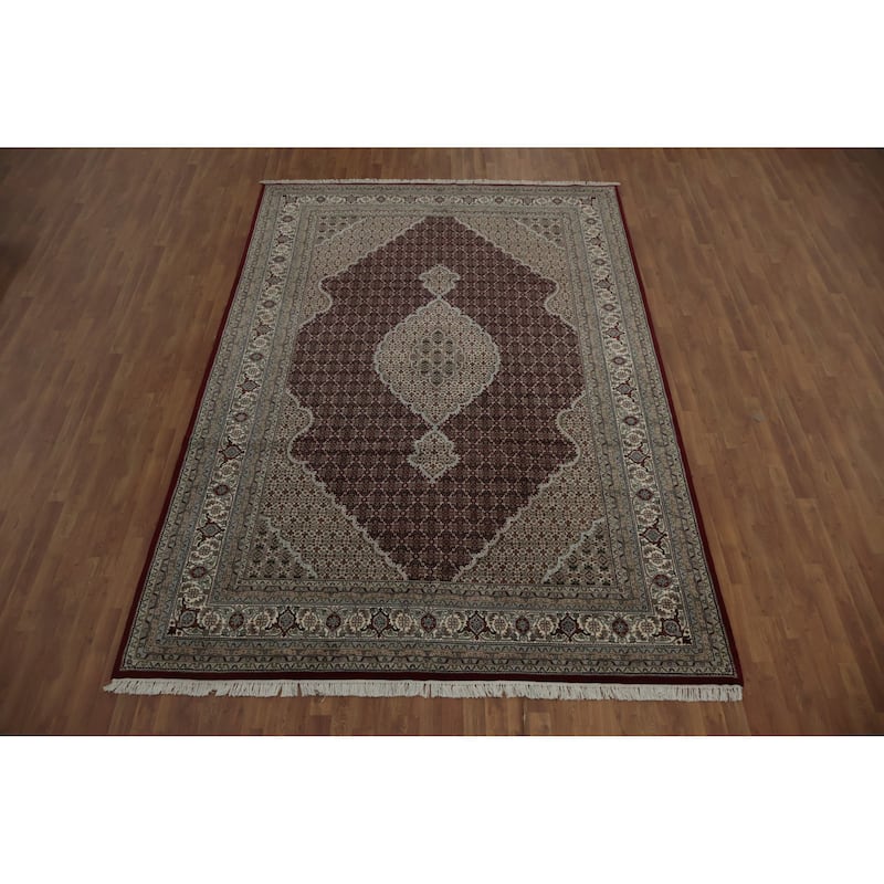 Hand Knotted Oriental 100% Wool Carpet Traditional Floral Red Tabriz-Mahi Area Rug - 11' 10'' X 8' 2''