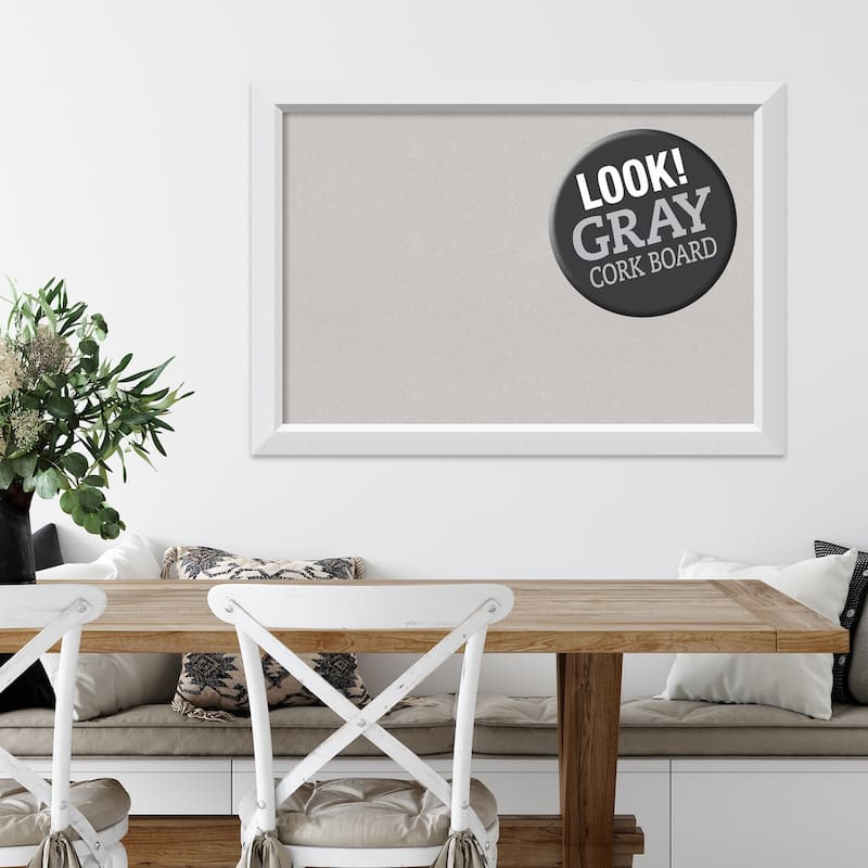 Framed Grey Cork Board, Blanco White