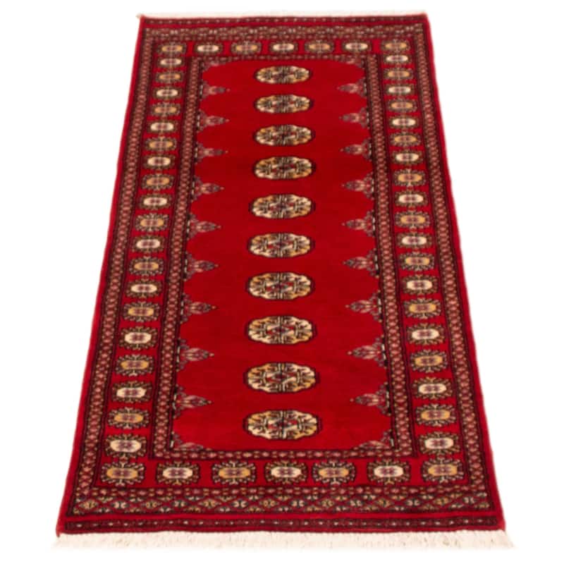 ECARPETGALLERY Hand-knotted Peshawar Bokhara Red Wool Rug - 2'7 x 6'5