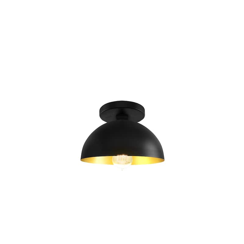 Justice Design Elia Dome Semi-Flush Light - Carbon Matte Black with Champagne Gold