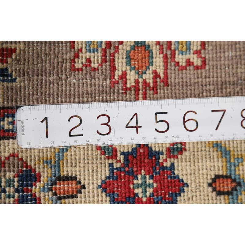 Hand Knotted Oriental 100% Wool Carpet Traditional Geometric Brown Kazak Area Rug - 2' 11'' X 2' 1''