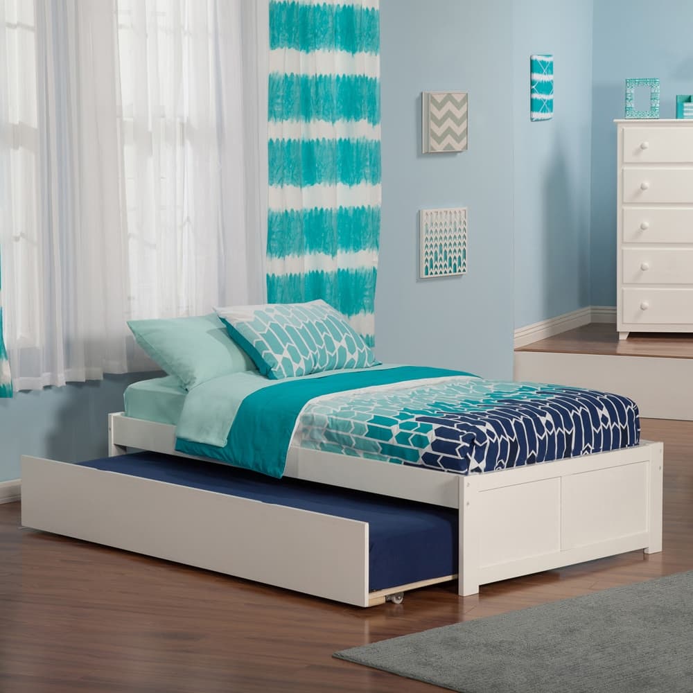 Concord Platform Bed with Footboard and Twin Trundle Bed