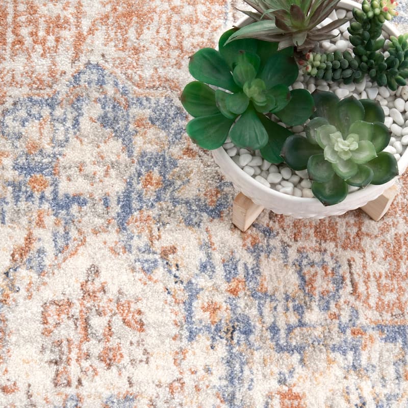 Nuloom Transitional Vintage Cathilene Cardinal Ornamental Faded Border Area Rug