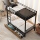 preview thumbnail 2 of 11, Black Metal Twin Bunk Bed with Drawers, Ladder and Guardrails