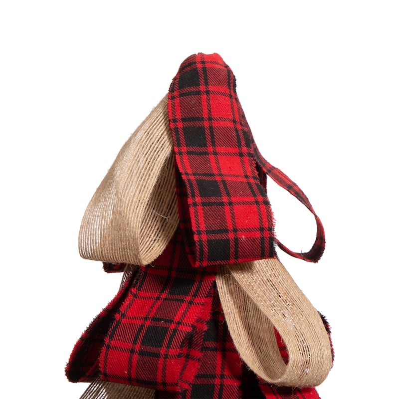 Glitzhome 17"H Christmas Plaid Fabric Tabletop Tree
