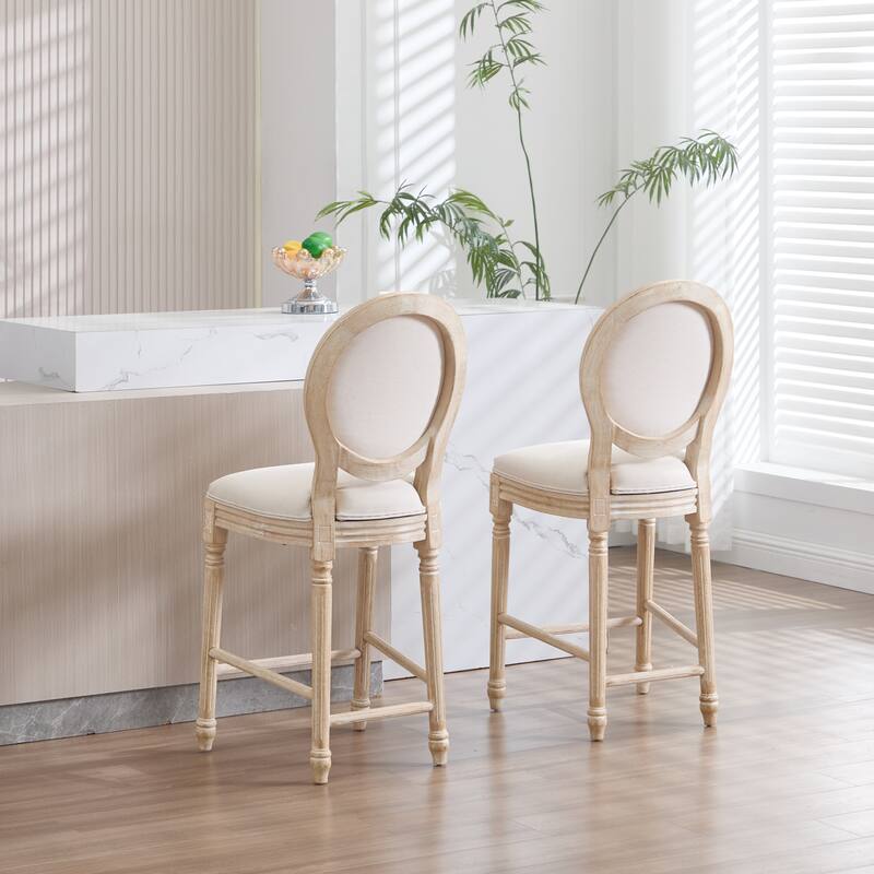 Dining Chairs Set of 2, Upholstered Chairs with Round Back, Wire Drawing and Carving Techniques,Disassemblable