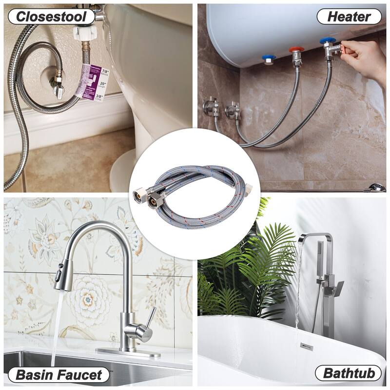 WOWOW 3/8 in. Comp x 1/2 in. FIP Braided Nylon Faucet Connector
