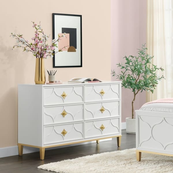 Emma 6 Drawer Dresser in White and Gold by Martin Svensson Home - On Sale - Bed Bath & Beyond - 36190678 Emma 6 Drawer Dresser in White and Gold by Martin Svensson Home - On Sale - Bed Bath & Beyond - 36190678