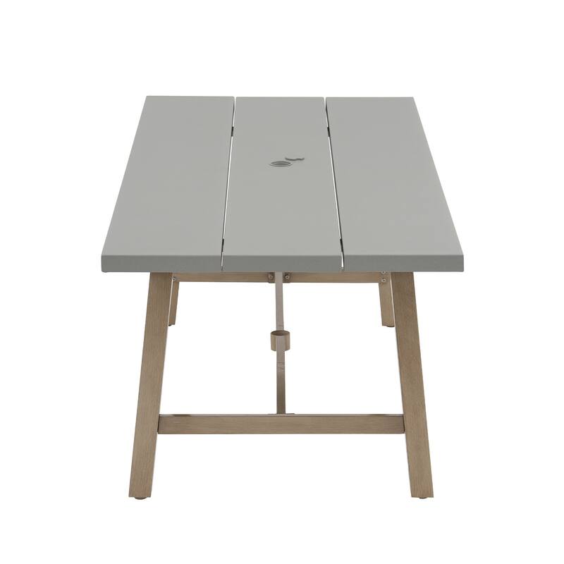 Aluminum Outdoor Dining Table with Umbrella Hole, Weather-Resistant Patio Table for Backyard, Garden, Poolside, and Balcony