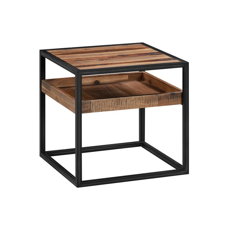 Ludgate 18" Modern Farmhouse Solid Acacia Wood Square End Table
