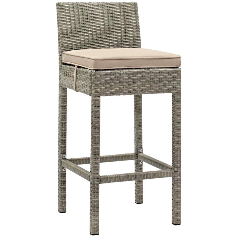 Havenside Home Bocabec Patio Wicker Rattan Bar Stool - light gray beige
