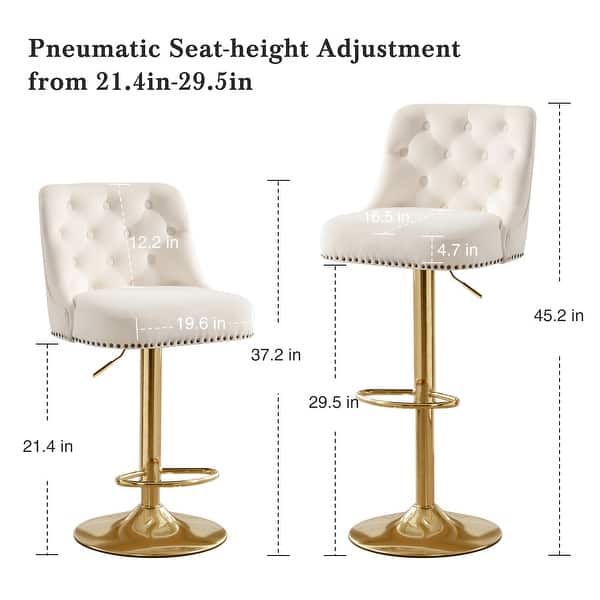 dimension image slide 0 of 4, HOMYKA 360 Degrees Swivel Bar Chair With Adjustable Height and Metal Feet Bar Stool Set of 2