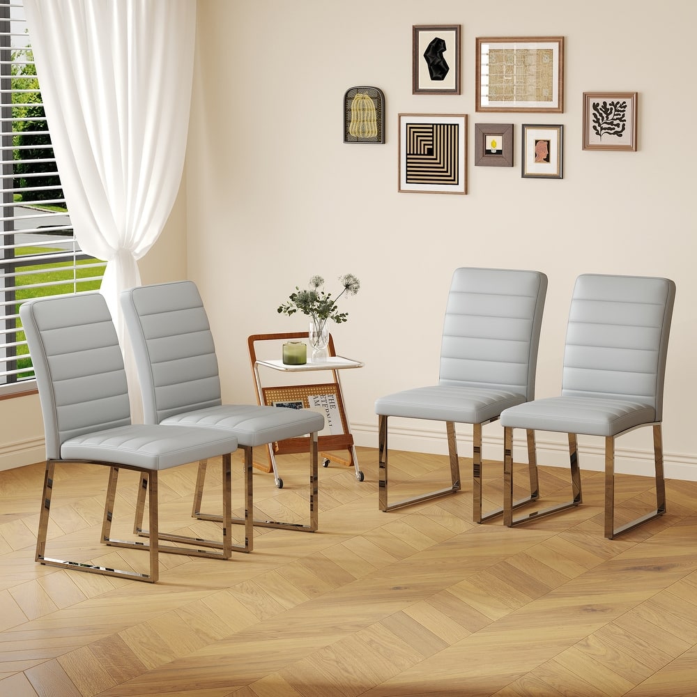 2-Pack - Premium PU Office, Dining Chairs w/ High-Density Foam, Sturdy Iron Legs