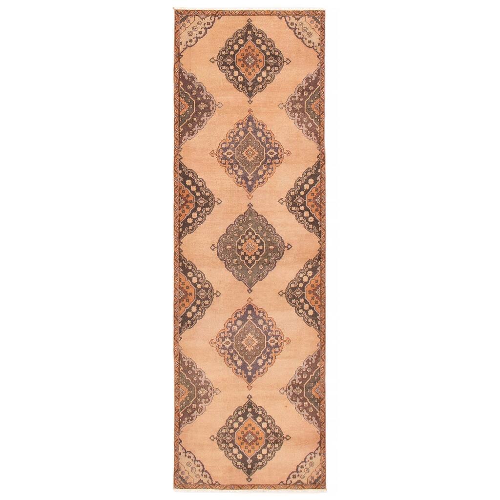 ECARPETGALLERY Hand-knotted Antalya Vintage Tan Wool Rug - 3'9 x 11'10