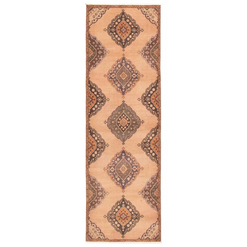 ECARPETGALLERY Hand-knotted Antalya Vintage Tan Wool Rug - 3'9 x 11'10 - Tan - 3'9 x 11'10