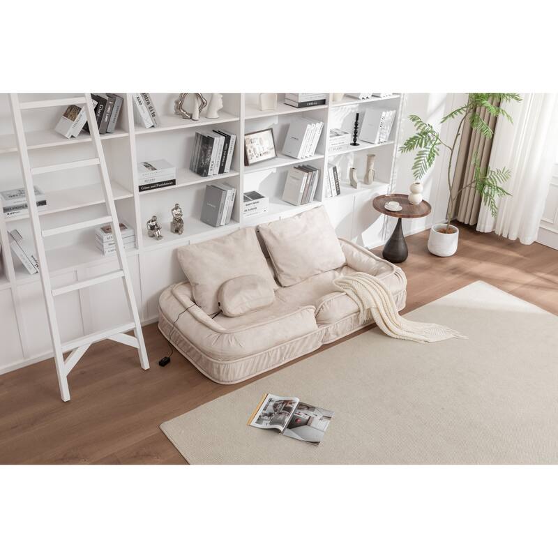 Upholstered Dog Bed with 5 Adjustable Positions, Massage Pillow & 2 Soft Pillows