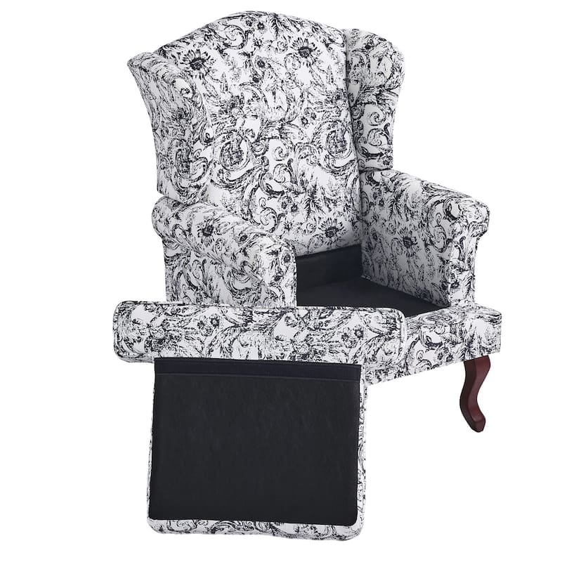 2 Set Traditional Rolled Arm Wing Back Accent Chair