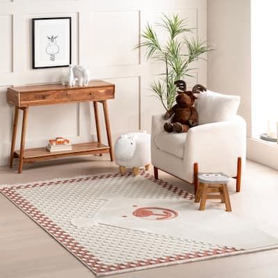 Nuloom Cecelia Polar Bear Kids Fringe Area Rug