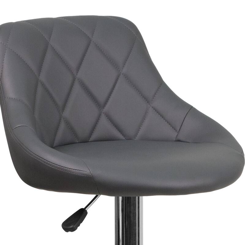 Vinyl Bucket Seat Adjustable Height Barstool with Diamond Pattern Back - 18.5"W x 19"D x 33.25" - 41.75"H