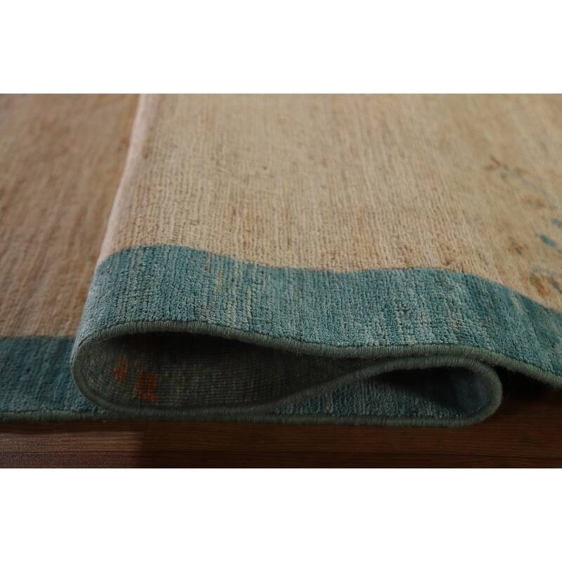 Vegetable Dye Oushak Turkish Runner Rug Handmade Wool Carpet - 2'10"x 11'9"