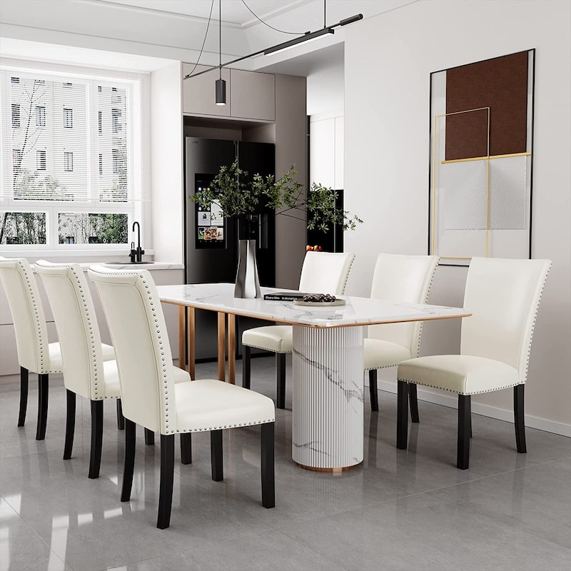 Chairs Faux Leather Dining Chairs Set of 2 - Set of 6 - White