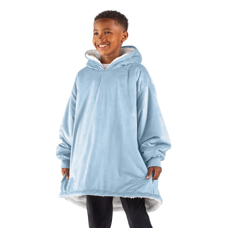 Bare Homey B-Cozy Oversized Sherpa Wearable Blanket - Youth - Light Blue