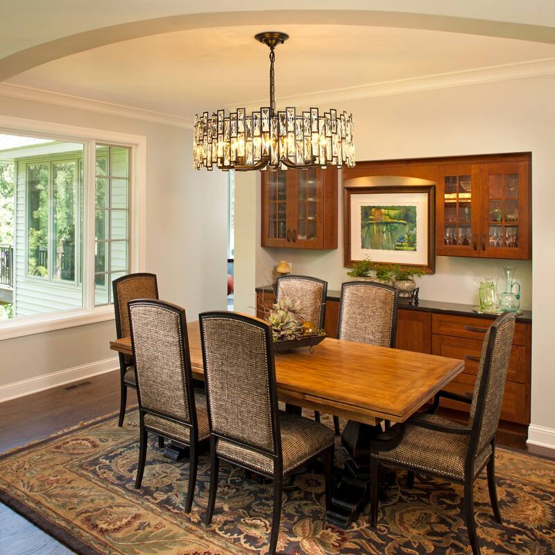 Starsky 8-Light 24in. Modern Crystal Drum Ceiling Lights Round Chandelier