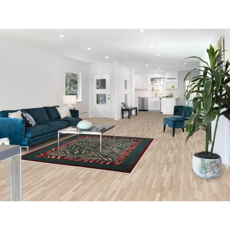 Vegetable Dye Nature Print Nepalese Area Rug Hand-knotted Wool Carpet - 5'9" x 7'0"