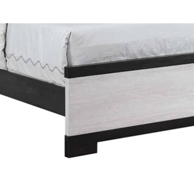 Ruthe King Panel Bed with Horizontal Trim Lines, White Grained Wood