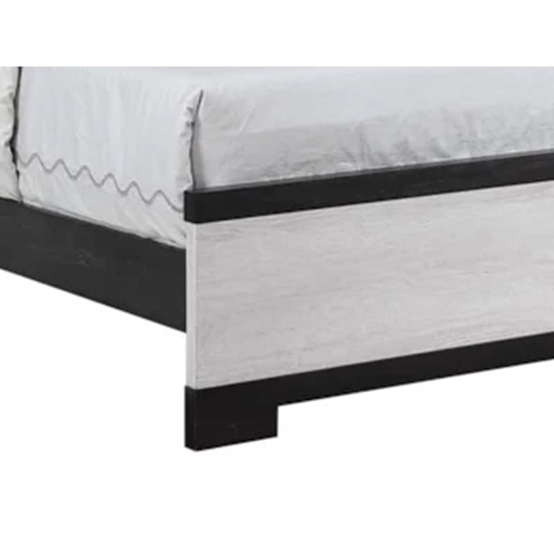 Ruthe Queen Panel Bed with Horizontal Trim Lines, White Grained Wood